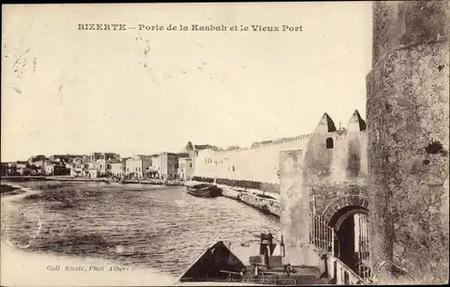Ak Bizerte Tunesien, Porte de la Kasbah und Alter Hafen