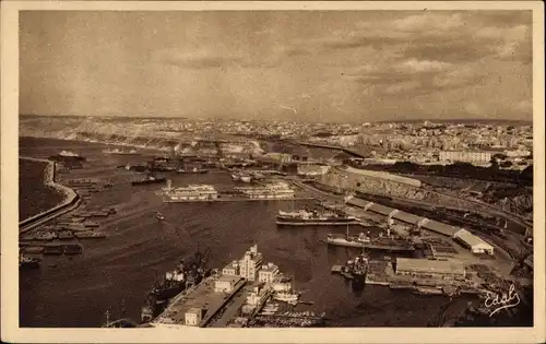 Ak Oran Algerien, Gesamtansicht, Der Hafen