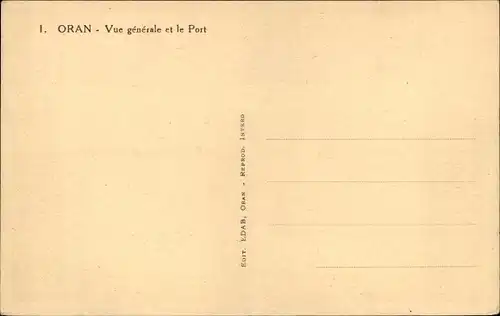 Ak Oran Algerien, Gesamtansicht, Der Hafen