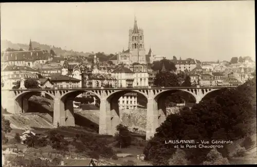 Ak Lausanne Kanton Waadt, Gesamtansicht mit Brücke Chauderon