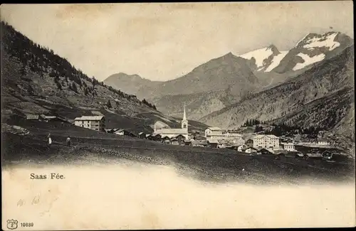 Ak Saas Fee Kanton Wallis, Panorama