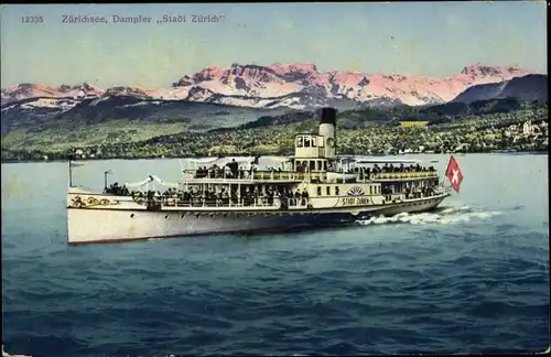 Ak Zürichsee Kanton Zürich, Dampfer Stadt Zürich