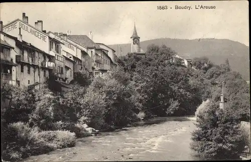 Ak Boudry Kanton Neuenburg, Blick auf Fluss Areuse