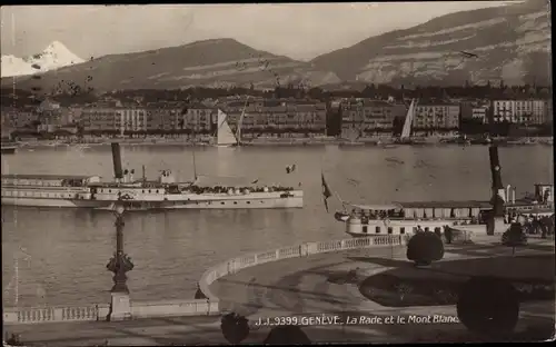 Ak Genève Genf Schweiz, La Rade et le Mont Blanc