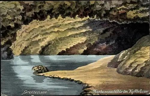 Ak Rottleben Kyffhäuserland, Barbarossahöhle im Kyffhäuser, Grottensee