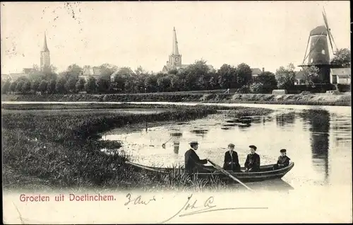 Ak Doetinchem Gelderland, Teilansicht, Kirche, Windmühle