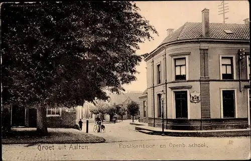 Ak Aalten Gelderland Niederlande, Postamt, Öffentlichkeit. Schule