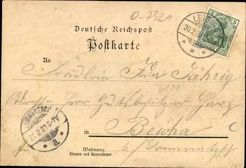 Litho Doberschwitz Leisnig in Sachsen, Gasthof Stadt Leisnig, König Albert Denkmal, Panorama