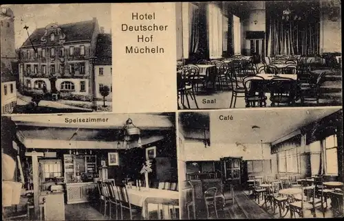 Ak Mücheln im Saalekreis, Hotel Deutscher Hof, Saal, Café