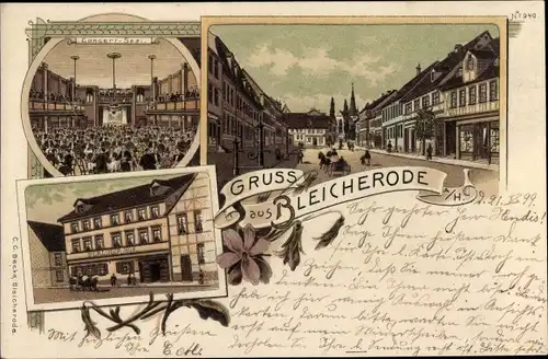 Litho Bleicherode am Harz, Berliner Hof, Konzertsaal, Straße