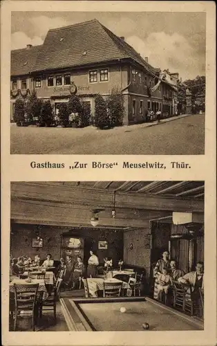 Ak Meuselwitz in Thüringen, Gasthaus Zur Börse, Gaststube, Billardtisch