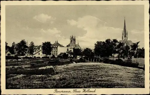 Ak Sluis Zeeland Niederlande, Panorama