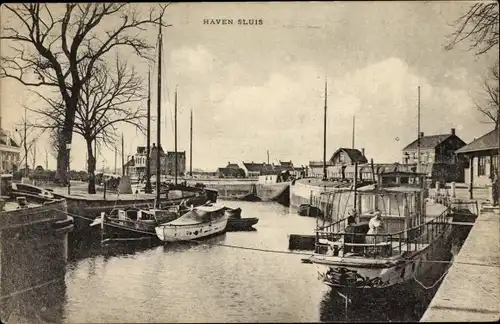 Ak Sluis Zeeland Niederlande, Hafen