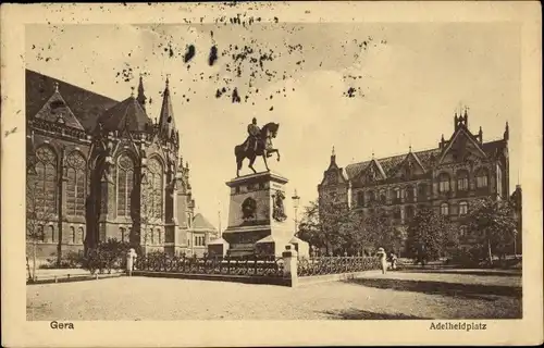 Ak Gera in Thüringen, Adelheidplatz, Kaiser Wilhelm Denkmal, Kirche