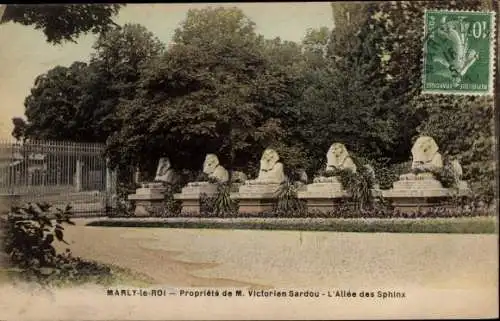 Ak Marly le Roi Yvelines, Eigentum von Herrn Victorien Sardou, Allee des Sphinx