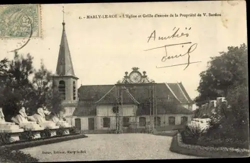 Ak Marly le Roi Yvelines, Eigentum von Herrn Victorien Sardou, Kirche