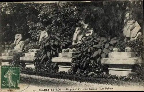 Ak Marly le Roi Yvelines, Eigentum von M Victorien Sardou, Allee des Sphinxes