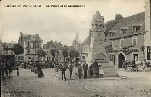 Ak Crécy en Ponthieu Somme, Ort, Denkmal