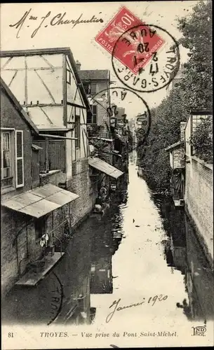 Ak Troyes-Aube, Blick vom Pont Saint-Michel