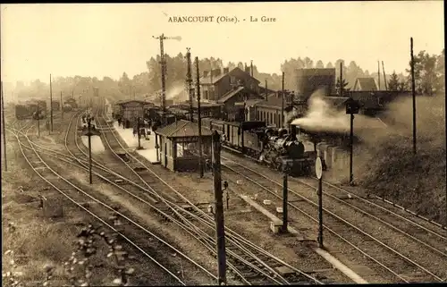 Ak Abancourt Oise, Bahnhof, Eisenbahn, Dampflokomotive