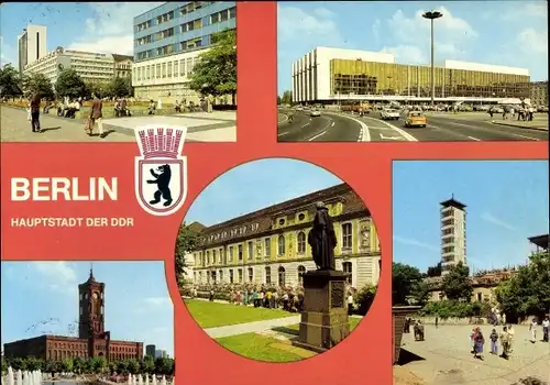 Ak Berlin Mitte, Lindencorso und Interhotel Unter den Linden, Palast der Republik, Rathaus