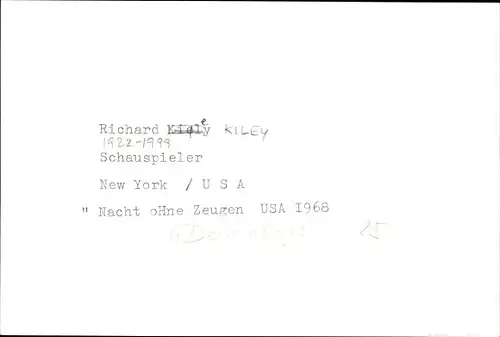 Ak Schauspieler Richard Kiley, Portrait, Autogramm