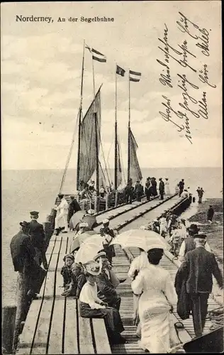 Ak Nordseebad Norderney Ostfriesland, Segelbuhne