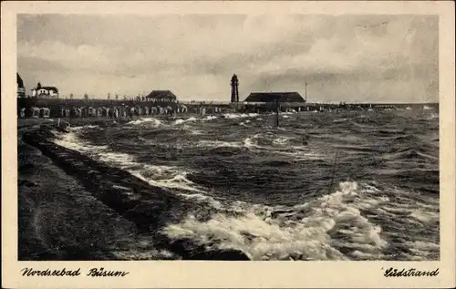 Ak Nordseebad Büsum, Südstrand, Leuchtturm