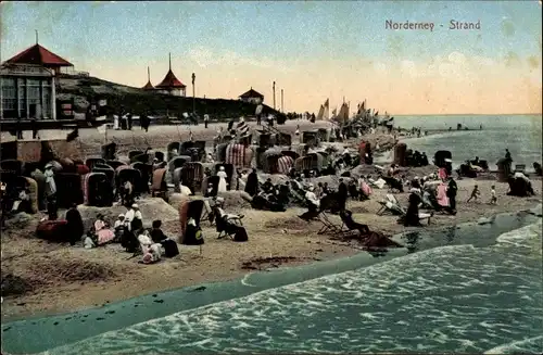 Ak Nordseebad Norderney Ostfriesland, Strand, Strandkörbe