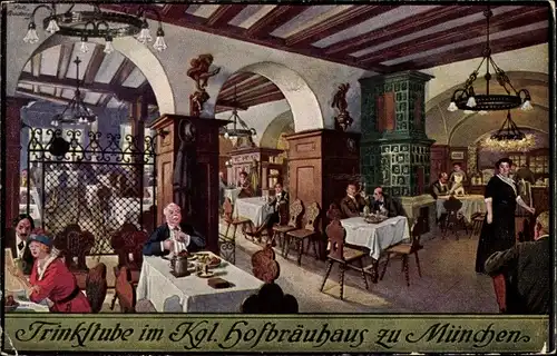 Künstler Ak Quidenus, Fritz, München Bayern, Trinkstube im Königlichen Hofbräuhaus