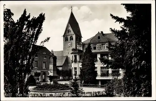 Ak Nassau an der Lahn, alter Brunnen, Kirche