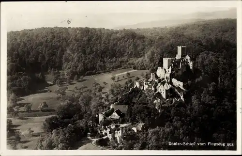 Ak Rötteln Haagen Lörrach in Baden, Burgruine Rötteln, Röttler Schloss, Fliegeraufnahme