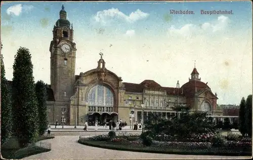 Ak Wiesbaden in Hessen, Hauptbahnhof