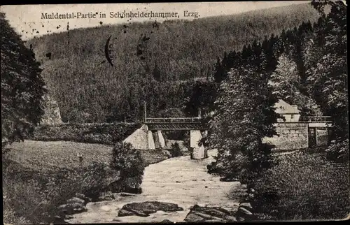 Ak Schönheiderhammer Schönheide im Erzgebirge Sachsen, Muldental, Brücke