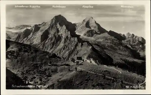 Ak Garmisch Partenkirchen in Oberbayern, Schachenschloss, Hochblassen, Alpspitze