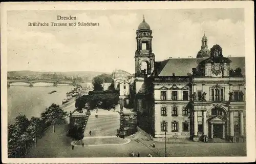 Ak Dresden Altstadt, Brühl'sche Terrasse, Ständehaus