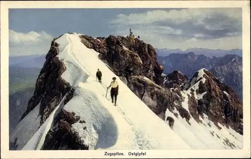 Ak Zugspitze, Ostgipfel, Bergsteiger, Schnee