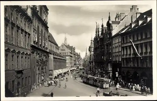Ak München, Neuhauserstraße, Geschäfte, Straßenbahn