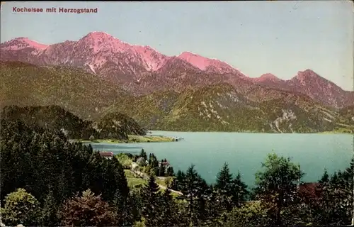 Ak Kochel am See in Oberbayern, Kochelsee, Herzogstand