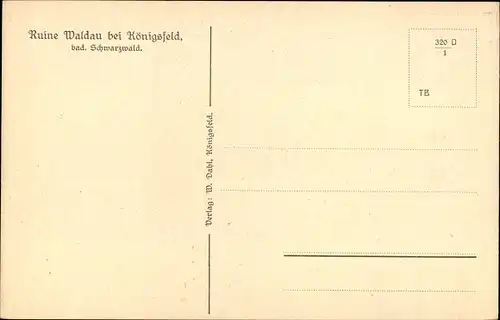 Ak Königsfeld im Schwarzwald Baden, Ruine Waldau