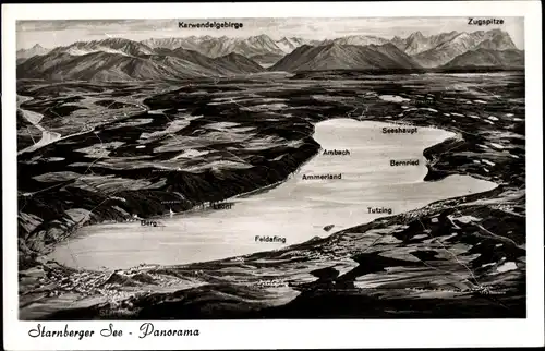 Ak Ambach am Starnberger See Münsing Oberbayern, Starnberger See, Zugspitze, Karwendelgebirge