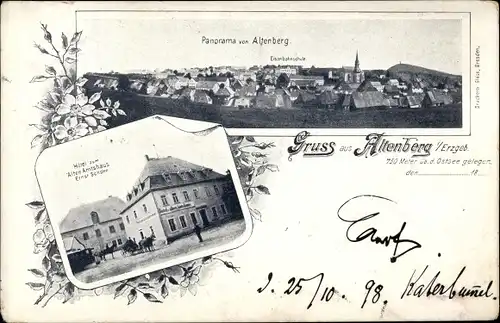 Ak Altenberg im Erzgebirge, Panorama, Eisenbahnschule, Hotel zum alten Amtshaus