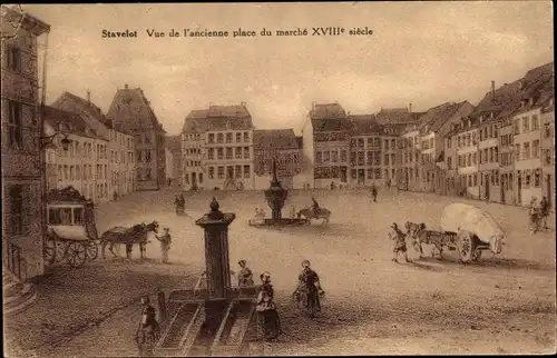 Ak Stavelot Wallonia Lüttich, Blick auf den alten Marktplatz