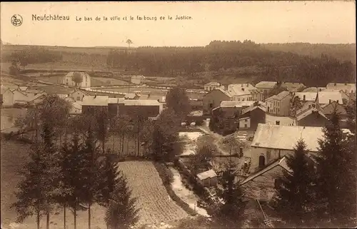 Ak Neufchâteau Wallonien Luxemburg, Der untere Teil der Stadt und das Faubourg de la Justice