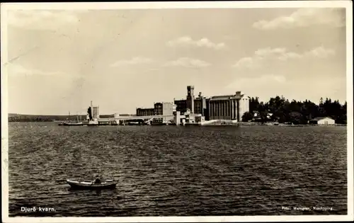 Ak Djurö Kvarn Schweden, Wasserpartie, Ruderboot, Brücke