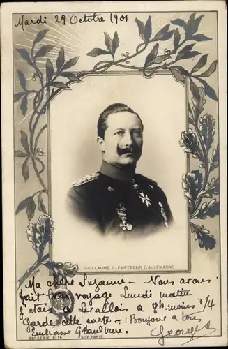 Passepartout Ak Kaiser Wilhelm II., Portrait