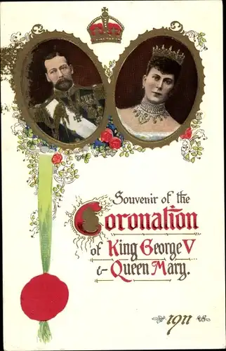 Präge Ak König George V., Königin Maria von Teck, Koronation