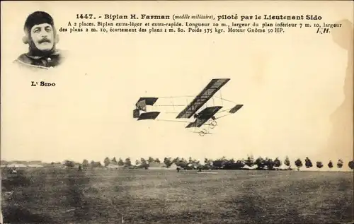 Ak-Doppeldecker H. Farman, Militärmodell, Leutnant Sido