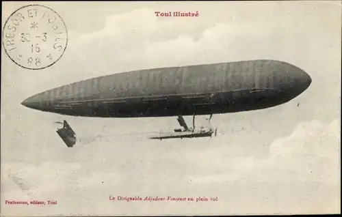 Ak Toul Lothringen Meurthe et Moselle, Der lenkbare Adjutant Vincenot im Flug