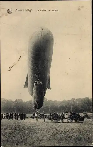 Ak Armée belge, Le ballon cerf volant, Belgischer Drachenballon, Beobachtungsballon, I. WK